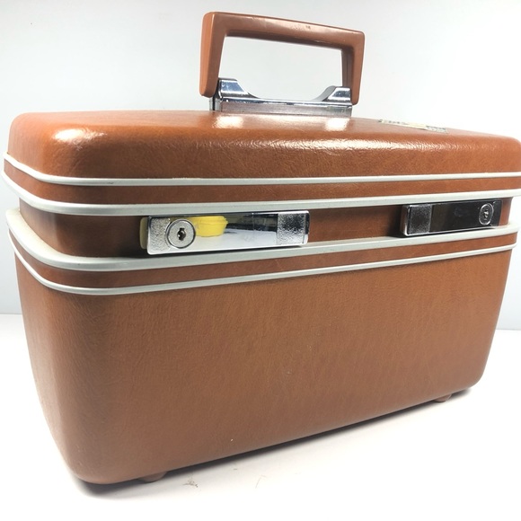 Samsonite Bags Vintage Samsonite Profile Train Case Brown Hard Shell Cosmetic Carry On
